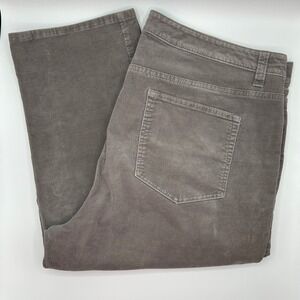 Talbots Women Gray Corduroy Pants High-Waist Straight Leg Casual Comfort Size 16